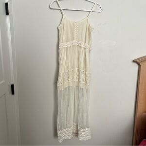 Elegant Cream Lace Slip Dress